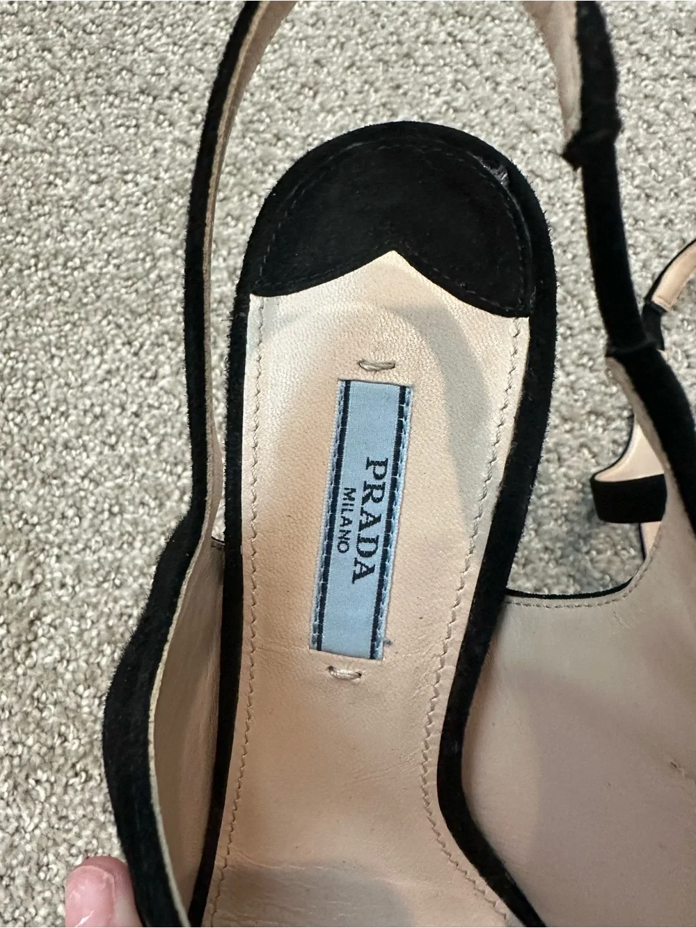 Prada Black Suede Platform Peep-Toe Slingbacks - Picture 2 of 7